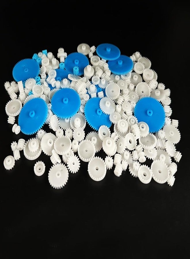 URIMPAVIDO 200PCS Module 0.5 Plastic Gear Single Gear Spindle Gear Small Motor Gears for DC Motor RC Car Robot DIY Model Toy Parts (White,Blue) - Image 1